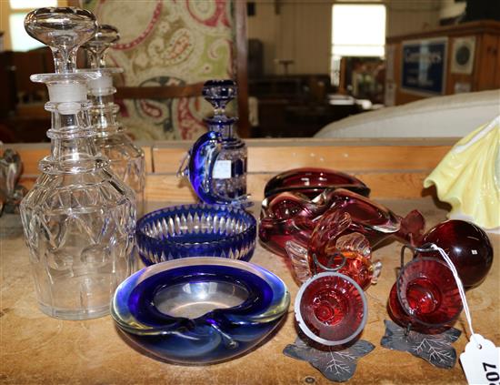 Mixed coloured glassware